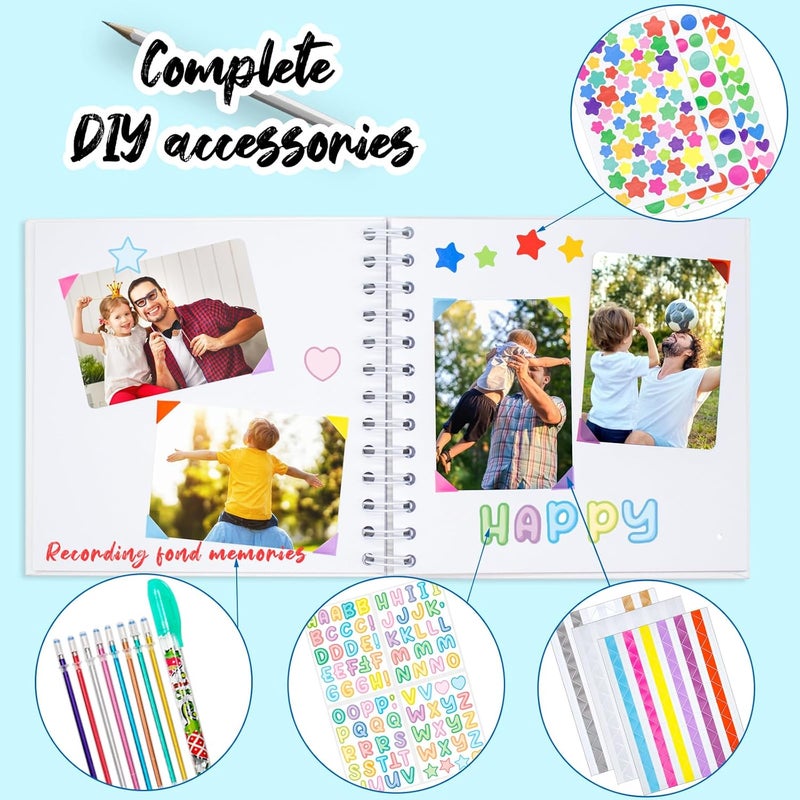 Ablus Kid Scrapbook DIY Photo Album Hard Cover Scrapbook Kit for Kids Instant Camera Print Paper with DIY Accessories (White) - Image 3